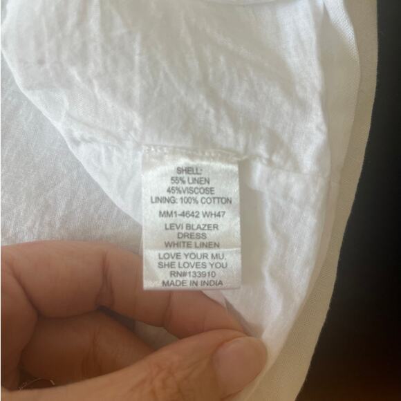 Show Me Your MUMU Levi Blazer Dress w/Pockets Double Breasted Linen Blend sz. M - Picture 7 of 8